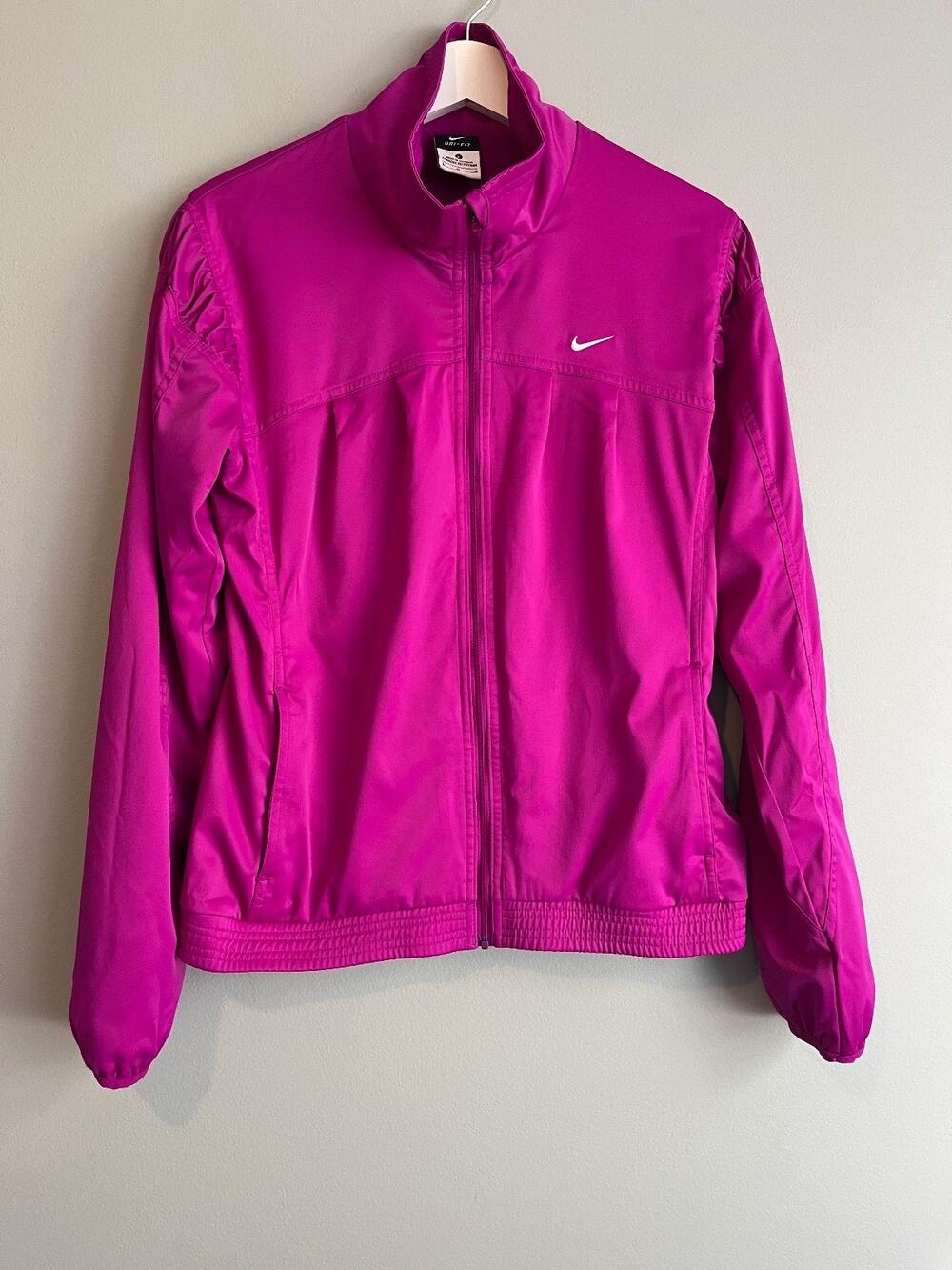 Nike Dri-Fit Womens Full Zip Track Jacket Magenta L Athletic Sporty Chic Y2K